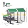 Hen house 170x81x110 cm poultry house with nesting box with covered run chicken house weatherproof birdhouse, cage