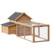 Hen house 180x92x78 cm poultry house with egg nest pine wood chicken house weatherproof birdhouse, cage