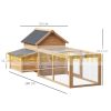 Hen house 180x92x78 cm poultry house with egg nest pine wood chicken house weatherproof birdhouse, cage