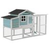 Hen house 193x78x115 cm poultry house with egg nest blue chicken house weatherproof birdhouse, cage