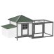 Chicken coop with run with perch and nest 196x76x97 cm outdoor poultry house pine wood gray-white