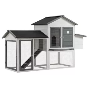   Tyúkól fészekkel, rámpával 200x80x130 cm baromfi ketrec 2 szintes kifutóval fenyőfa baromfi ól