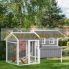 Hen house 209x96x123 cm poultry house with nesting box winter-proof chicken house gray and white birdhouse, cage