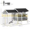 Hen house 209x96x123 cm poultry house with nesting box winter-proof chicken house gray and white birdhouse, cage