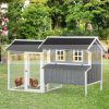 Hen house 209x96x123 cm poultry house with nesting box winter-proof chicken house gray and white birdhouse, cage