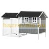 Hen house 209x96x123 cm poultry house with nesting box winter-proof chicken house gray and white birdhouse, cage