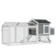 Hen house 247x90x114 cm poultry house with wheels and handle winter-proof pine wood PVC gray and white bird house, cage