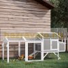 Hen house 247x90x114 cm poultry house with wheels and handle winter-proof pine wood PVC gray and white bird house, cage