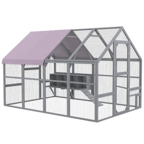 Hen house, hen cage, chicken house weatherproof 280x185.5x188 cm gray walkable height