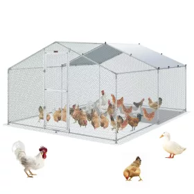   Kültéri tyúkól kifutóval 4x3x2 m nagyméretű acél baromfi kifutó tetővel