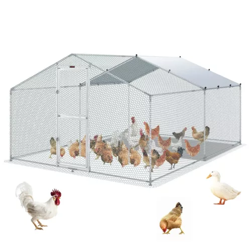 Kültéri tyúkól kifutóval 4x3x2 m nagyméretű acél baromfi kifutó tetővel