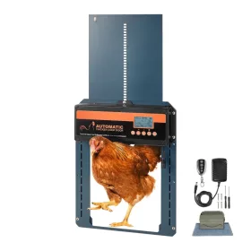   Automata tyúkól ajtó 21x26 cm időzített baromfi kifutó ajtó fényérzékelővel és távirányítóval