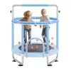 Gyerek trambulin biztonsági hálóval és kosárlabda palánkkal 147 cm mini kerti trambulin kék