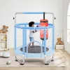 Gyerek trambulin biztonsági hálóval és kosárlabda palánkkal 147 cm mini kerti trambulin kék