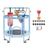 Gyerek trambulin biztonsági hálóval és kosárlabda palánkkal 147 cm mini kerti trambulin kék
