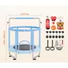 Gyerek trambulin biztonsági hálóval és kosárlabda palánkkal 147 cm mini kerti trambulin kék