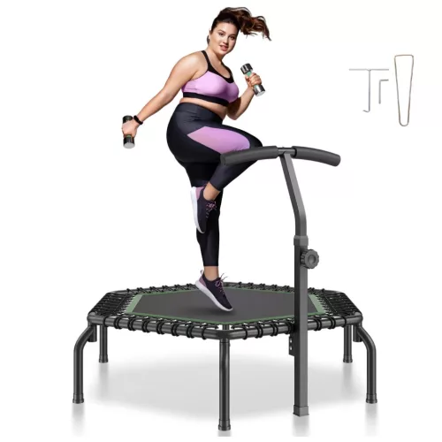 Összecsukható fitness trambulin mini fitness jump 1384 mm 205 kg teherbírás edzőtrambulin fogantyúval