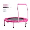 Gyerek trambulin kapaszkodóval 91 cm összecsukható mini trambulin  100 kg teherbírás, rózsaszín