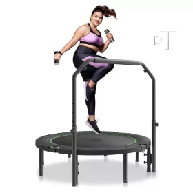   Összecsukható fitness trambulin 132 cm, 205 kg teherbírású mini edzőtrambulin állítható fogantyúval