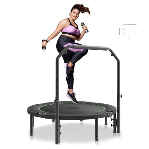 Összecsukható fitness trambulin 132 cm, 205 kg teherbírású mini edzőtrambulin állítható fogantyúval