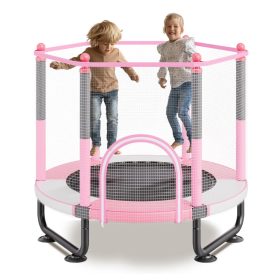   Gyerek trambulin biztonsági hálóval és kosárlabda palánkkal 155 cm mini kerti trambulin rózsaszín