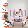 Gyerek trambulin biztonsági hálóval és kosárlabda palánkkal 155 cm mini kerti trambulin rózsaszín