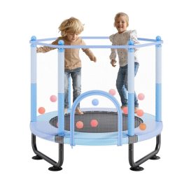   Gyerek trambulin biztonsági hálóval és kosárlabda palánkkal 155 cm mini kerti trambulin