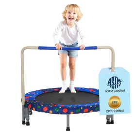   Gyerek trambulin kapaszkodóval 91 cm összecsukható mini trambulin kék 100 kg teherbírás