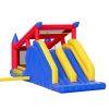 Felfújható ugrálóvár kültéri játszóház 465x260x235 cm légvár dupla csúszdával