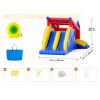 Felfújható ugrálóvár kültéri játszóház 465x260x235 cm légvár dupla csúszdával