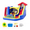 Felfújható ugrálóvár kültéri játszóház 333x338x230 cm légvár csúszdával, mászófallal és focikapuval
