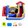 Felfújható ugrálóvár kültéri játszóház 333x338x230 cm légvár csúszdával, mászófallal és focikapuval