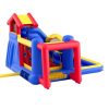 Felfújható ugrálóvár kültéri játszóház 333x338x230 cm légvár csúszdával, mászófallal és focikapuval