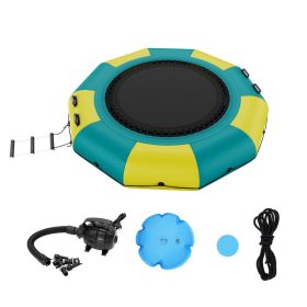   Felfújható vízi trambulin létrával 305 cm ugrófelület, vízálló és kopásálló kivitel, sárga–zöld színben, 185 kg teherbírással