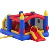 Felfújható ugrálóvár kültéri játszóház 408x240x245 cm légvár csúszdával és akadálypályával