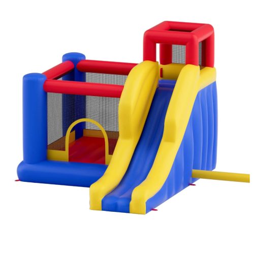 Felfújható ugrálóvár csúszdával 340x260x230 cm kültéri játszóház kerti ugrálóvár gyerekeknek