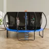 Kerti trambulin biztonsági hálóval családi trambulin 427 cm átmérővel 96 cm létramagasság, 200 kg teherbírással ütéscsillapítóval