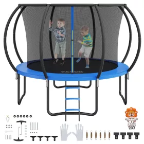   Kerti trambulin biztonsági hálóval 305 cm átmérővel beltéri/kültéri gyermek trambulin 150 kg teherbírású 