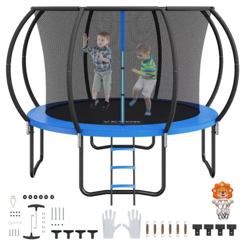 Kerti trambulin biztonsági hálóval 305 cm átmérővel beltéri/kültéri gyermek trambulin 150 kg teherbírású 