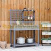 Planting table 105x42x141 cm gardening table solid wood work table with shelves and drawers