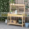 Planting table 107x46x142 cm wooden garden table with drawer and shelf 