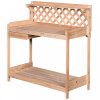 Planting table, garden table with drawer and shelf 112 x 51 x 114 cm