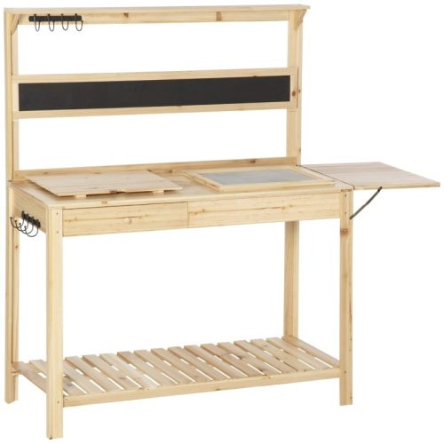 Planting table 151x45x143 cm gardening table solid wood work table with chalk board