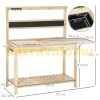 Planting table 151x45x143 cm gardening table solid wood work table with chalk board