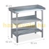 Plant planting table in gray color, metal worktop and 2 shelves