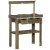 Planting table 78x38x112 cm gardening table solid wood work table with 3 drawers with metal worktop