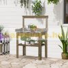 Planting table 78x38x112 cm gardening table solid wood work table with 3 drawers with metal worktop
