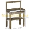 Planting table 78x38x112 cm gardening table solid wood work table with 3 drawers with metal worktop