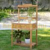 Planting table 80x42x142 cm gardening table with galvanized tray solid wood work table 