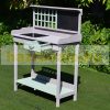 Planter table, garden table with drawer 92 x 42.5 x 119.5 cm in grey-mint green